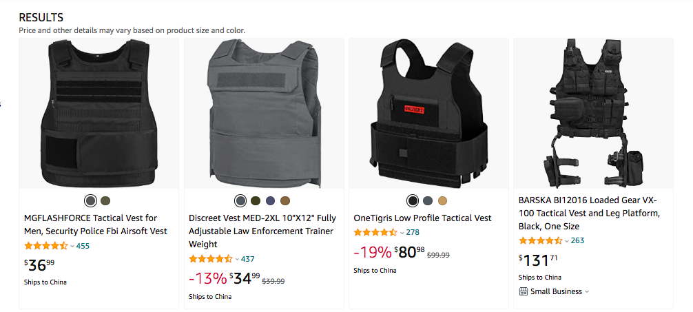 亚马逊防弹衣销售