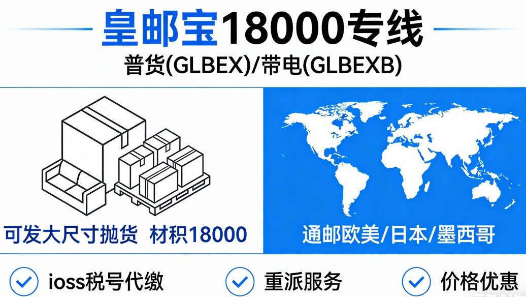 皇邮宝大尺寸抛货专线 体积除18000，成本直降利器